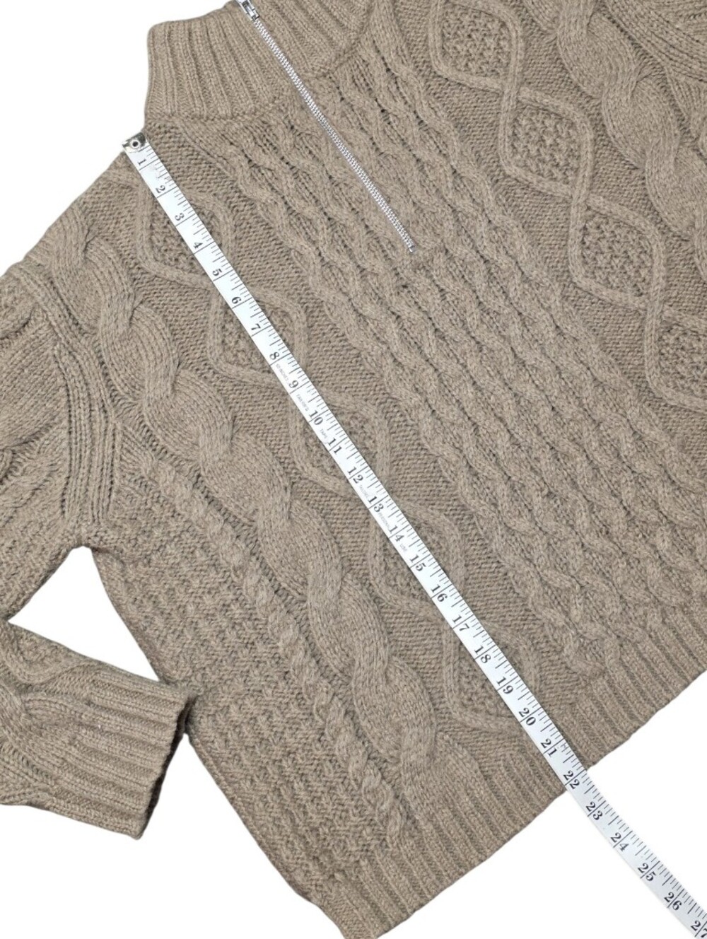 JENNI KAYNE CABLEKNIT HALF ZIP SWEATER CLOVE S - Picture 9 of 11
